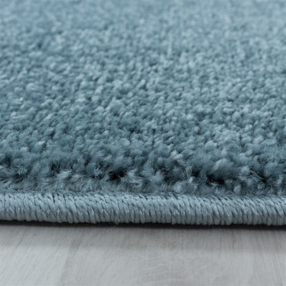 Wohnzimmerteppich Kurzflor Design Teppich Unifarben Weicher Flor Einfarbig Blau
