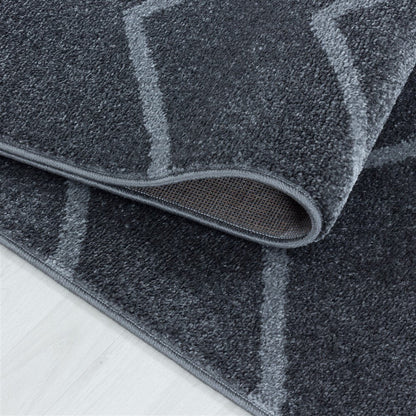 Wohnzimmerteppich Kurzflor Teppich Wellen Linien Design Kinderteppich Grau
