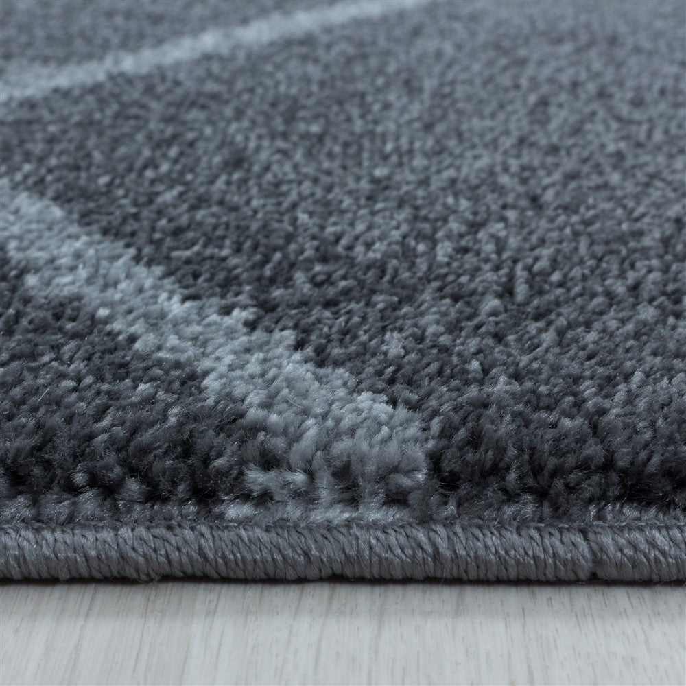 Wohnzimmerteppich Kurzflor Teppich Wellen Linien Design Kinderteppich Grau