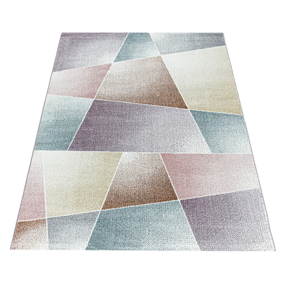 Wohnzimmerteppich Kurzflor Teppich Design Abstrakt Geometrisch Mehrfarbig