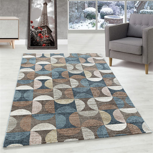 Modern Kurzflor Designer Teppich Geometrisches design Braun Beige