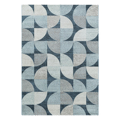Modern Kurzflor Designer Teppich Geometrisches design Blau Grau