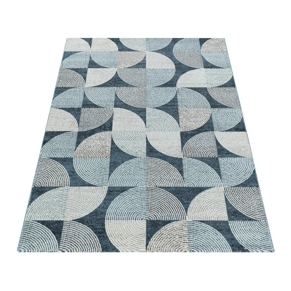 Modern Kurzflor Designer Teppich Geometrisches design Blau Grau