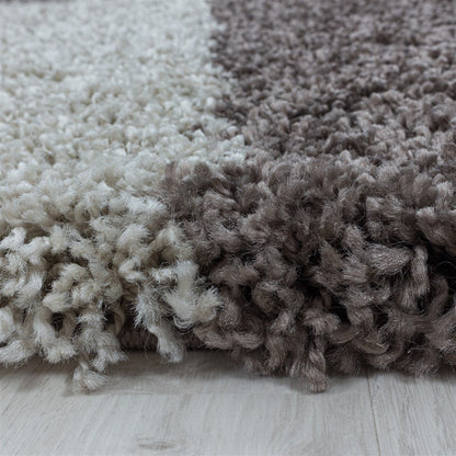 Wohnzimmerteppich Design Hochflor Teppich Muster Abstrakte Dreiecke Taupe