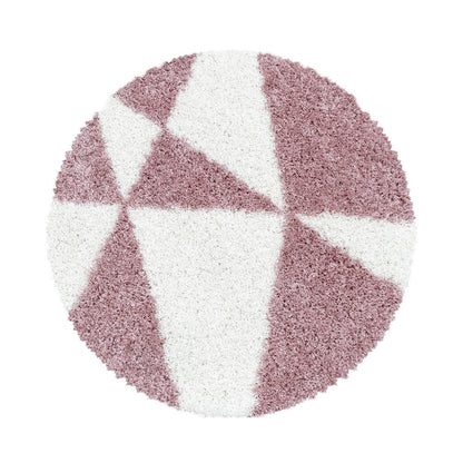 Wohnzimmerteppich Design Hochflor Teppich Muster Abstrakte Dreiecke Rose