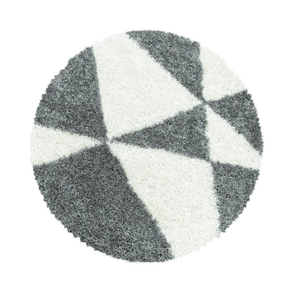 Wohnzimmerteppich Design Hochflor Teppich Muster Abstrakte Dreiecke Grau