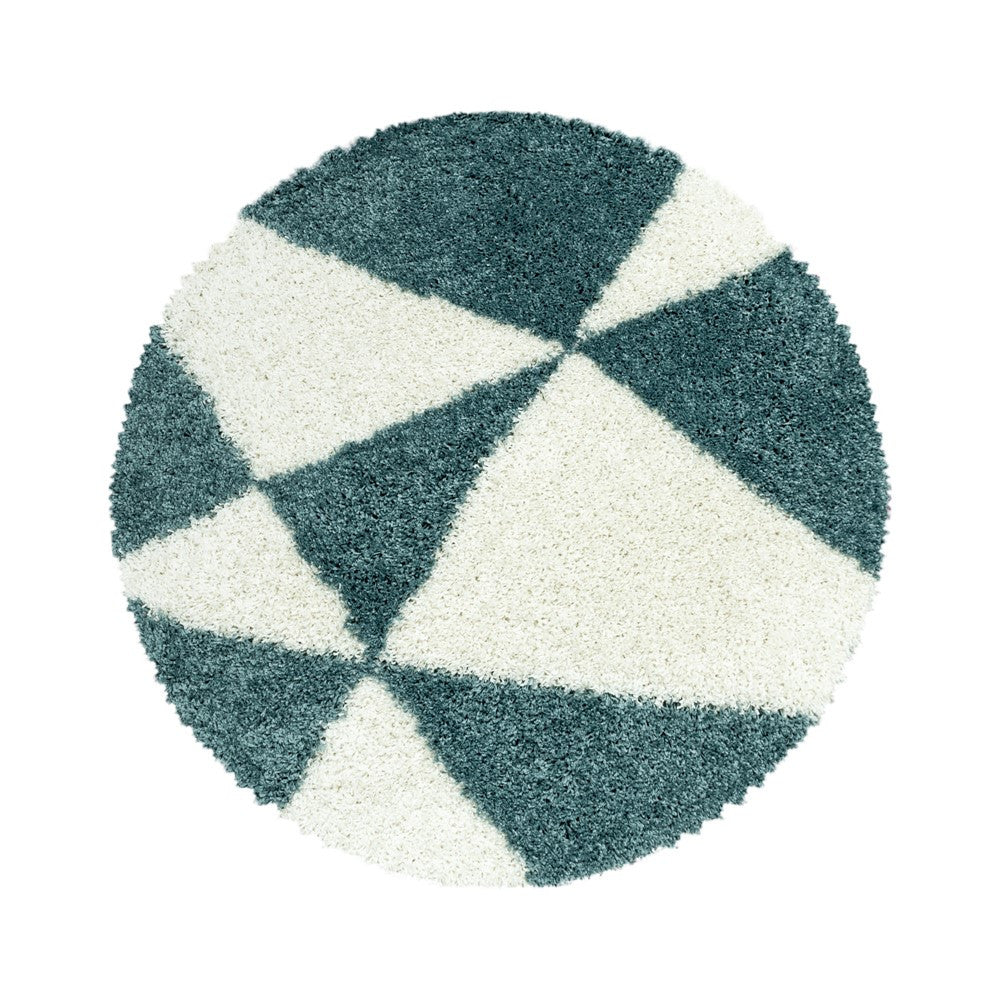 Wohnzimmerteppich Design Hochflor Teppich Muster Abstrakte Dreiecke Blau