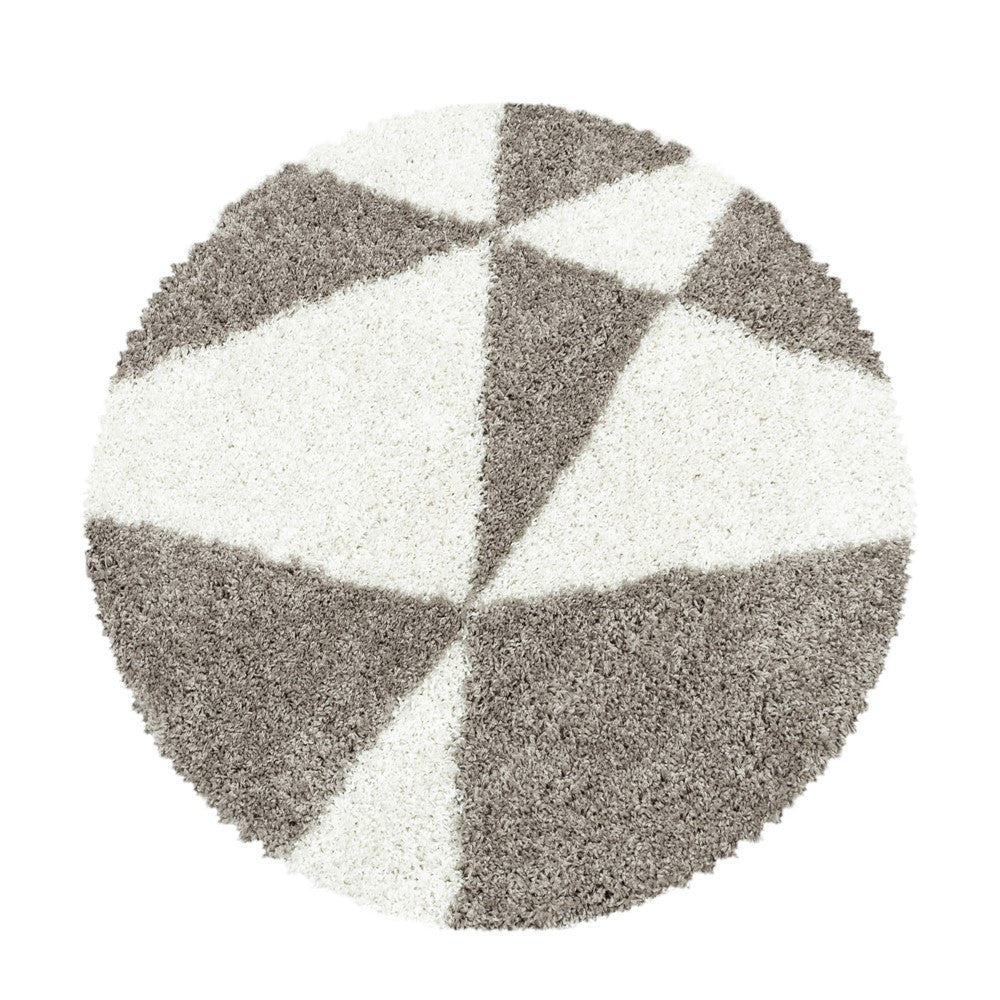 Wohnzimmerteppich Design Hochflor Teppich Muster Abstrakte Dreiecke Beige