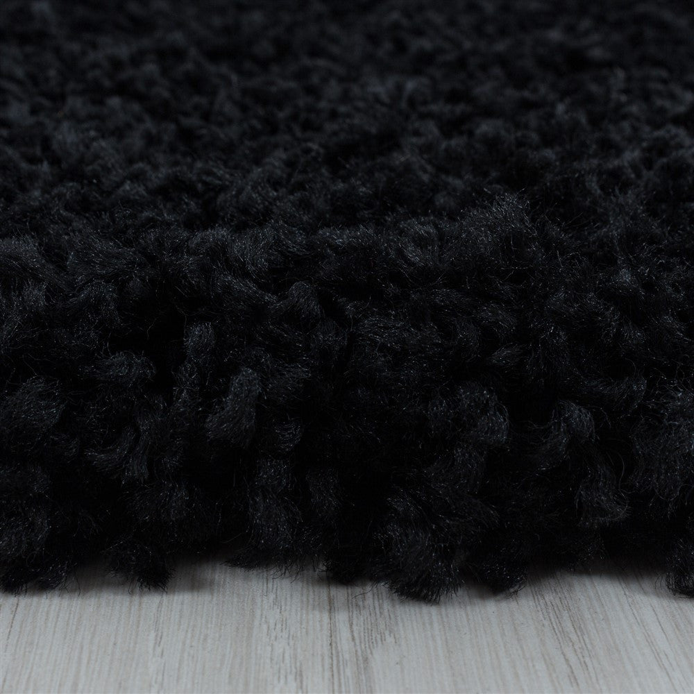 Wohnzimmerteppich Hochflor Shaggy Teppich Schlafzimmer Flor Super Soft Schwarz