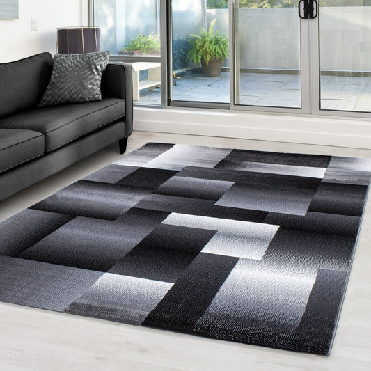 Moderner Designer Wohnzimmer Teppich Miami 6560 Schwarz