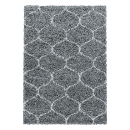 Wohnzimmerteppich Design Hochflor Teppich Muster Kachel Tile Jacquard Grau