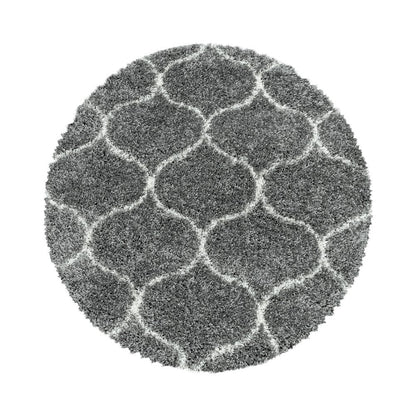 Wohnzimmerteppich Design Hochflor Teppich Muster Kachel Tile Jacquard Grau