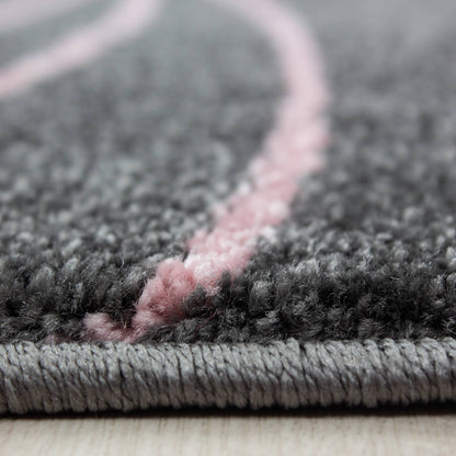 Kinderteppich Kinderzimmer Teppich Sterne Muster Grau-Pink