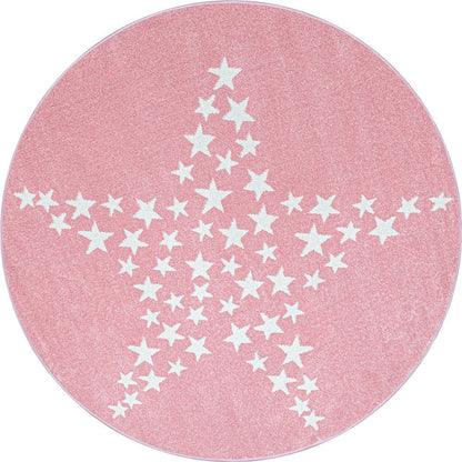 Kinderteppich Babyzimmer Kinderzimmer Sterne Motiv Pink Weiß Farben