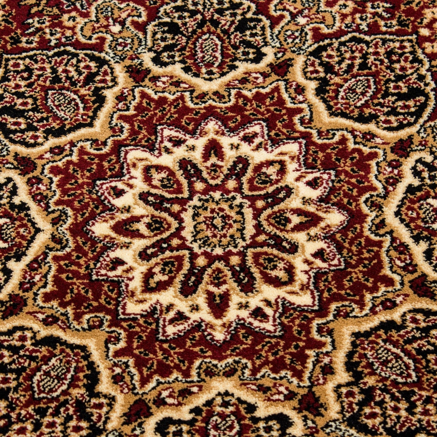 Orientteppich Klassischer Orientalisch Traditional Webteppich Rot Schwarz Beige