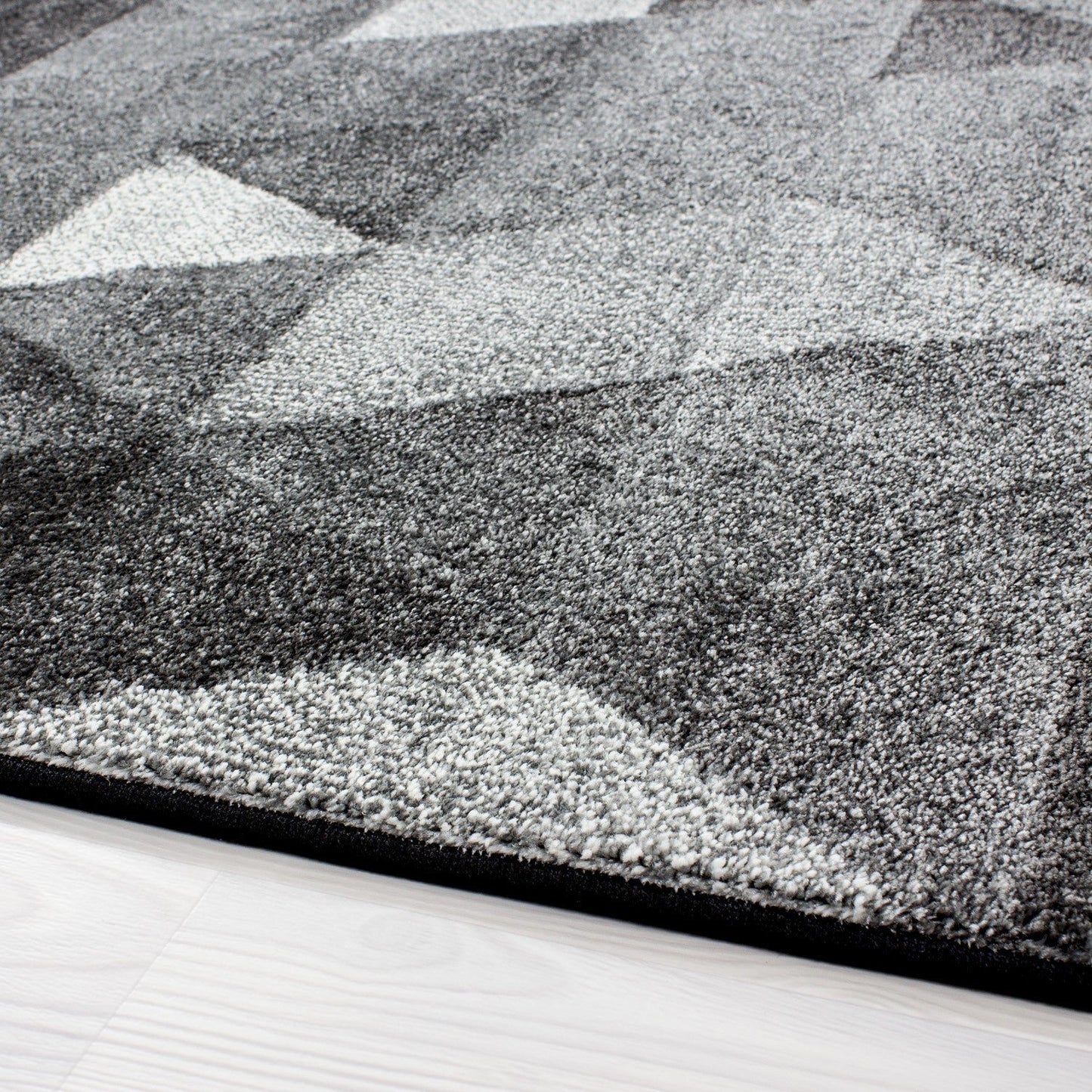 Teppich Modern Designer Geometrisch Dreieck Muster Meliert Schwarz Grau Weiss